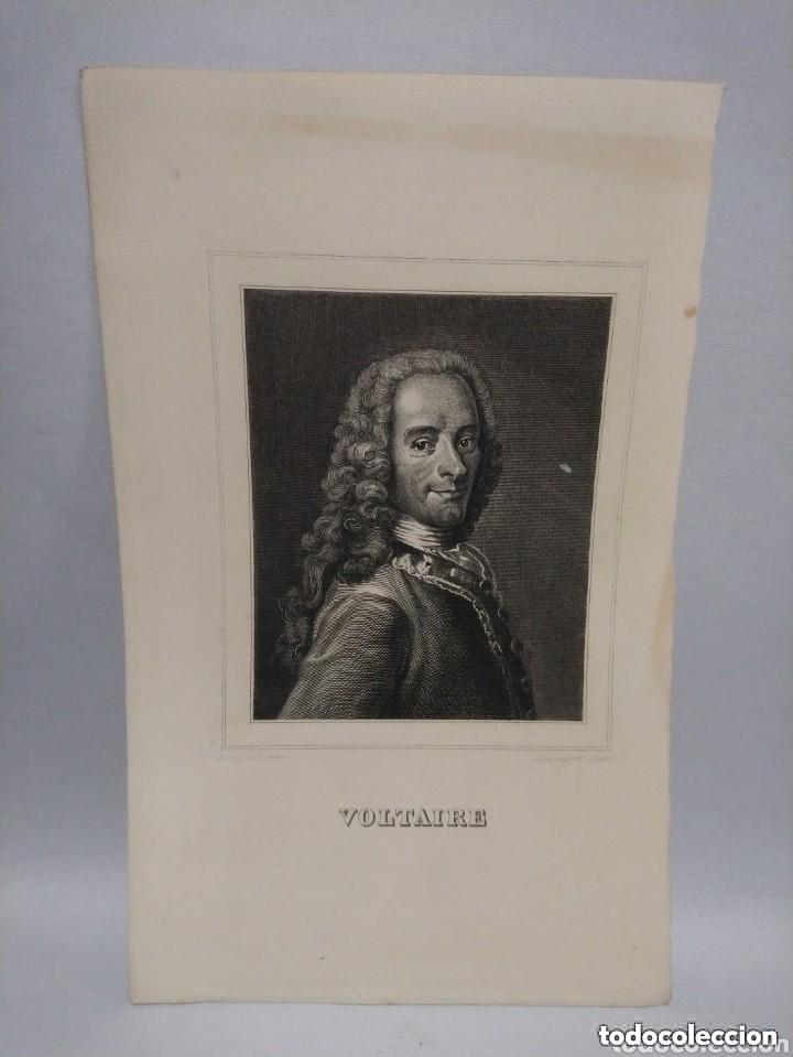 Arte: Grabado al acero de Voltaire. Por Jean-Francois Pourvoyeur. Siglo XIX. &Uacute;nico en venta
