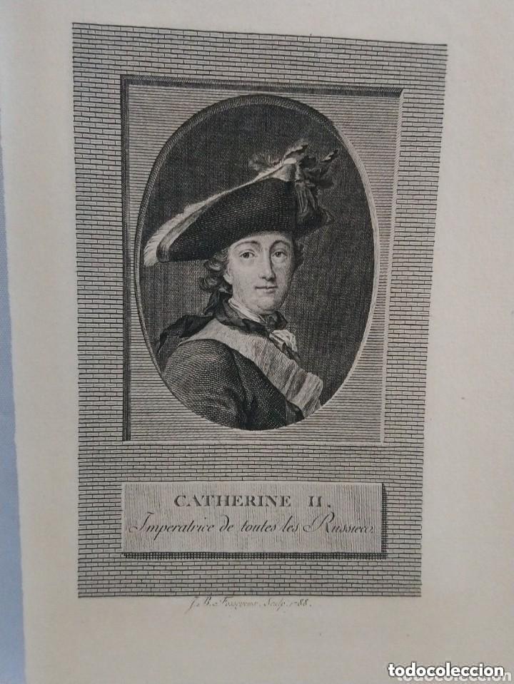 Arte: Grabado en cobre de Catherine II. Imperatrice de toutes les Russies. Jean-Baptiste Fosseyeux. 1788