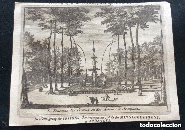 Arte: GRABADO CALCOGRAFICOS LA FONTAINE DES TRITONS, PALACIO DE ARANJUEZ... SIGLO XVIII