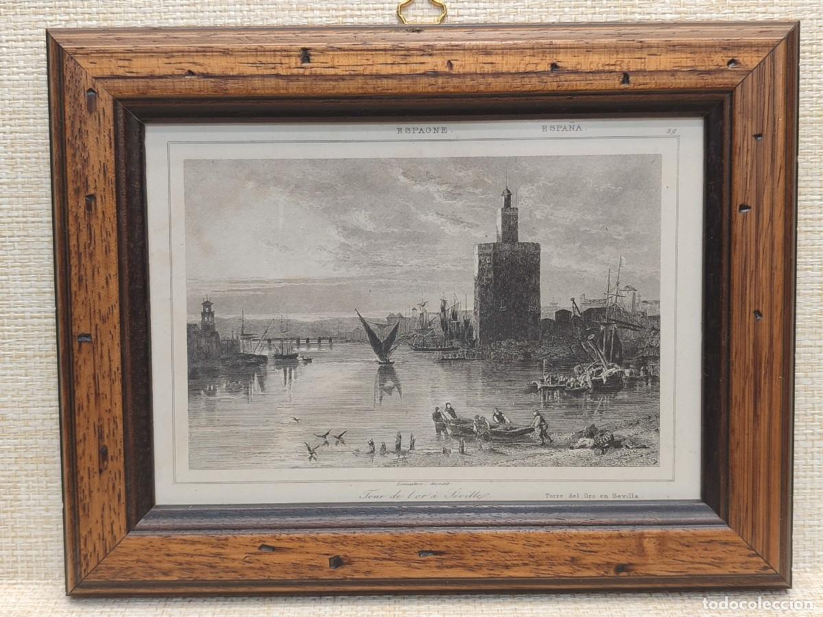 Arte: Torre del oro, Sevilla, Lemaitre. L&acute;Univers Pittoresque. Espagne. 1844. Cuadro.