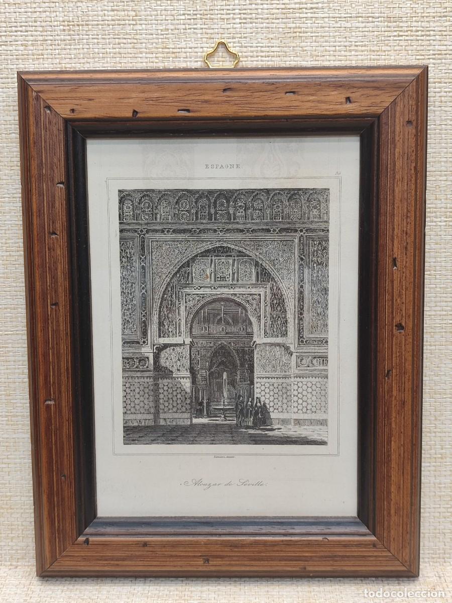 Arte: Alcazar de Sevilla, Lemaitre. L&acute;Univers Pittoresque. Espagne. 1844. Cuadro.