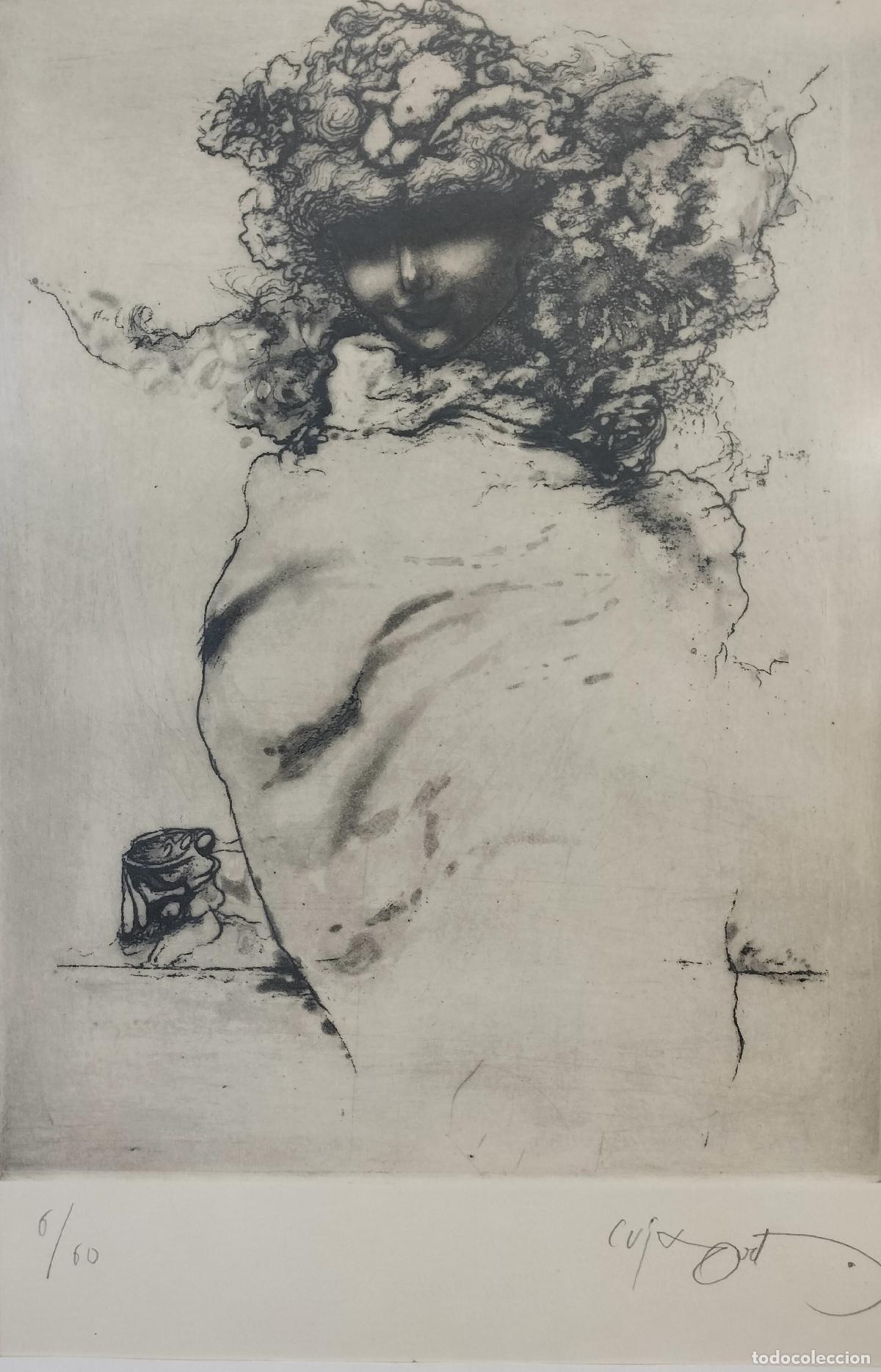 Arte: FIGURA FEMENINA ET&Eacute;REA. MODEST CUIXART. AGUAFUERTE SOBRE PAPEL. 6/60. ESPA&Ntilde;A. SIGLO XX.