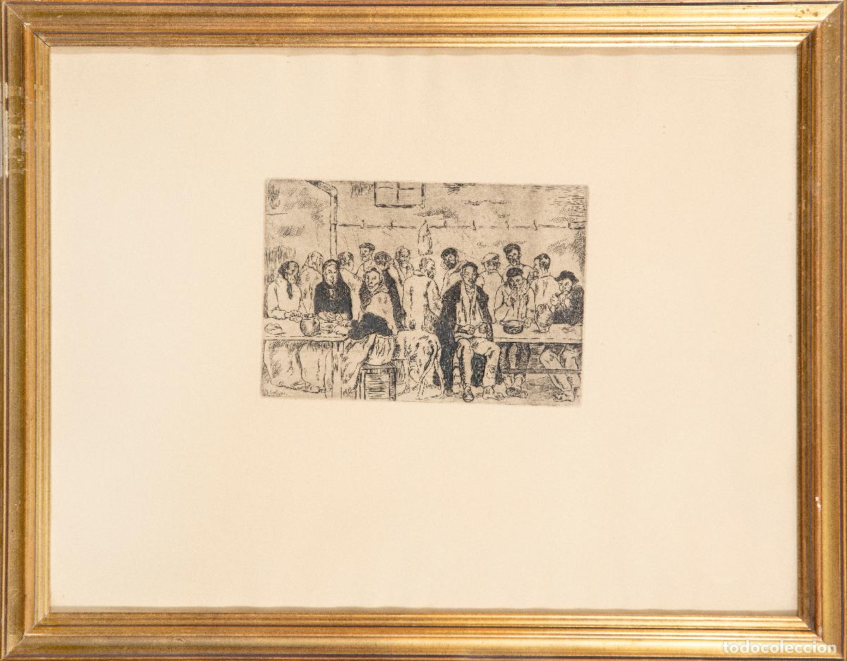 Arte: Taberna grabado al aguafuerte Jos&eacute; Guti&eacute;rrez Solana firmado en plancha primera mitad del siglo XX