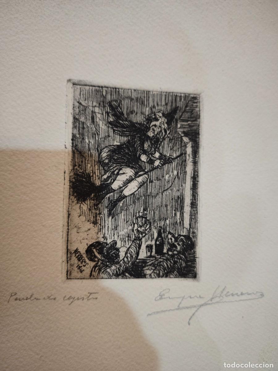 Arte: Enrique Herreras grabado firmado prueba de taller serie brujas