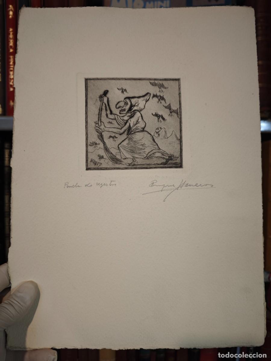 Arte: Enrique Herreras grabado firmado prueba de taller serie brujas