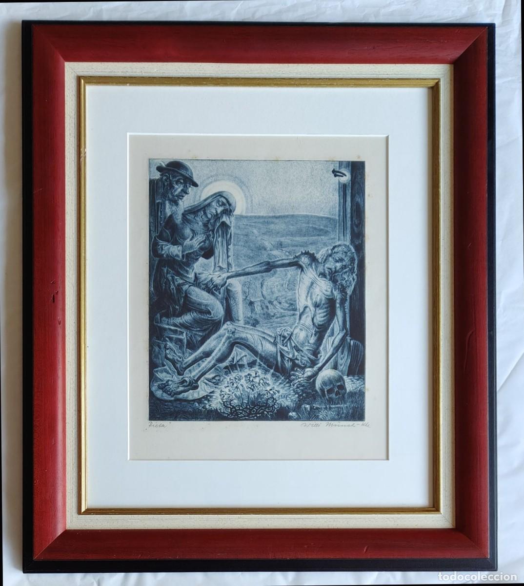 Arte: Willi M&uuml;nch-Khe (1885 -1960): Piedad / Aguafuerte firmado a mano, 1920