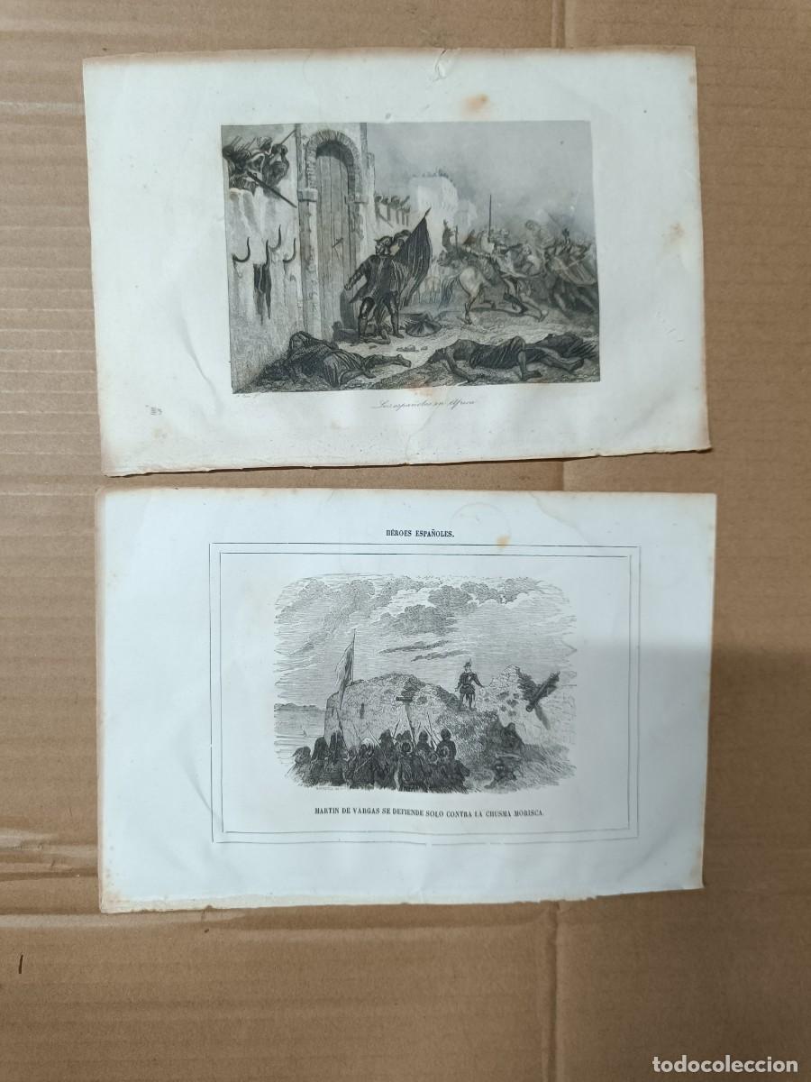 Arte: LOTE DE 2 ANTIGUOS GRABADOS MILITARES, SIGLOS XVIII - XIX, ESPA&Ntilde;OLES EN AFRICA, CHUSMA MORISCA -P25