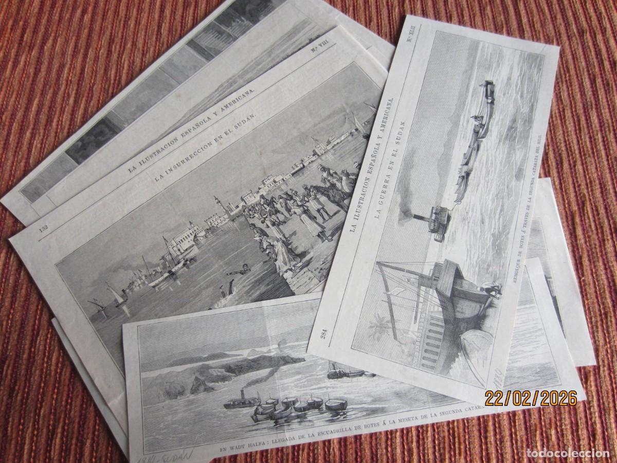 Arte: 1884-GUERRA DEL SUD&Aacute;N CONTRA INGLATERRA. 10 GRABADOS ORIGINALES.