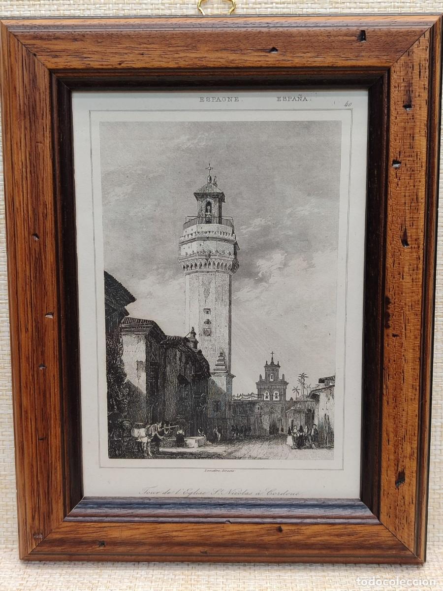 Arte: Torre Iglesia San Nicolas en C&oacute;rdoba. Lemaitre. L&acute;Univers Pittoresque. Espagne. 1844. Cuadro.