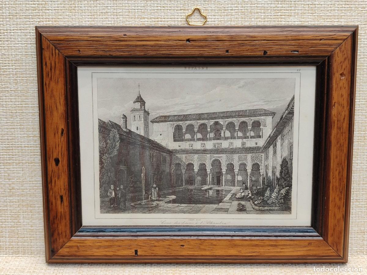 Arte: Patio de la Alhambra. Lemaitre. L&acute;Univers Pittoresque. Espagne. 1844. Cuadro.