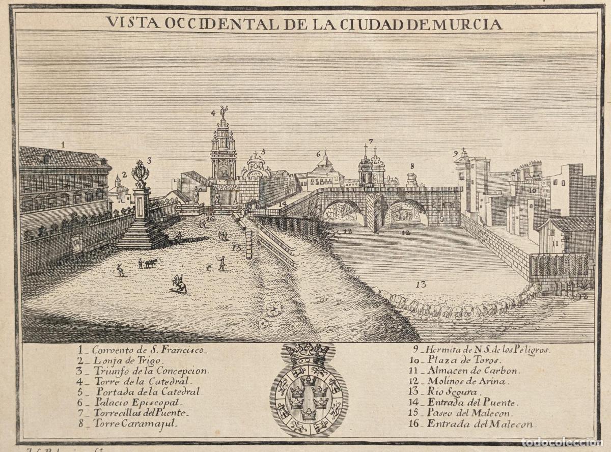 Arte: Vista occidental de la ciudad de Murcia. - Espinalt y Garcia, Bernardo