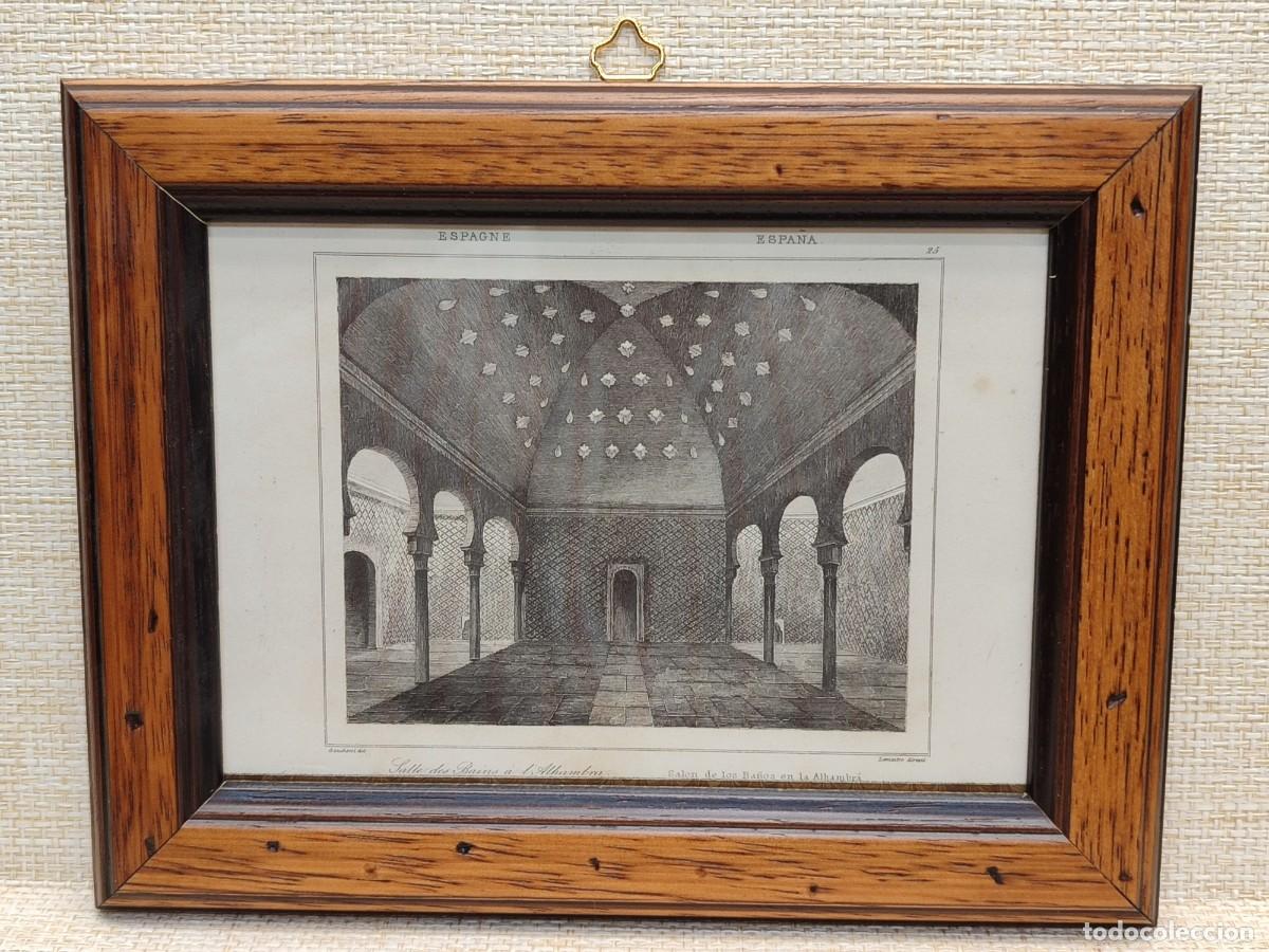 Arte: Sala de los ba&ntilde;os en La Alhambra. Lemaitre. L&acute;Univers Pittoresque. Espagne. 1844. Cuadro.