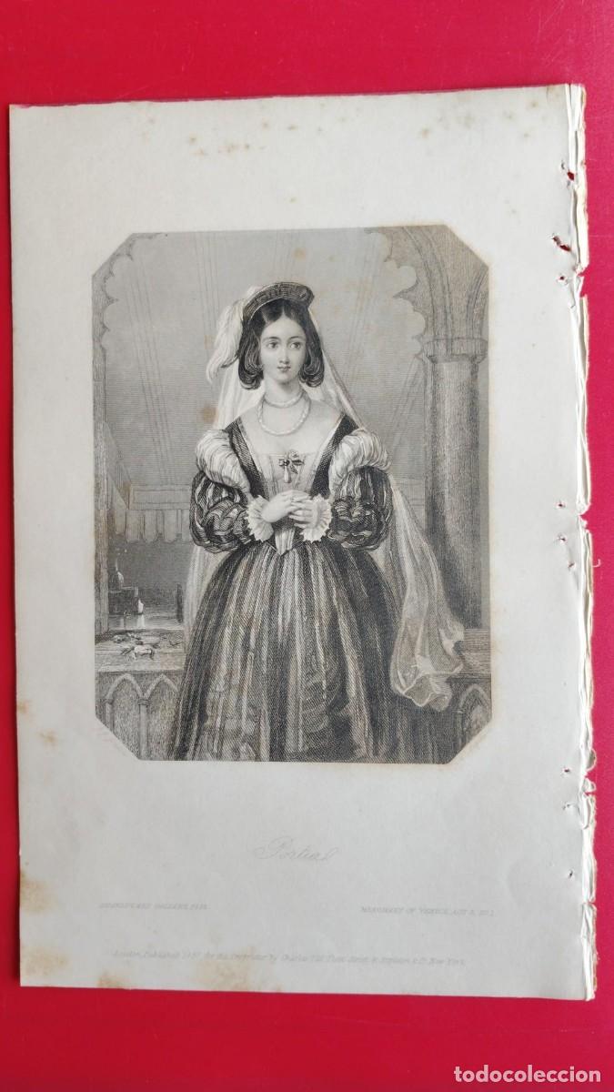 Arte: PORTIA.-GRABADO.-GALERIA DE MUJERES.-PRECIOSO GRABADO AL ACERO.-A&Ntilde;O 1839.