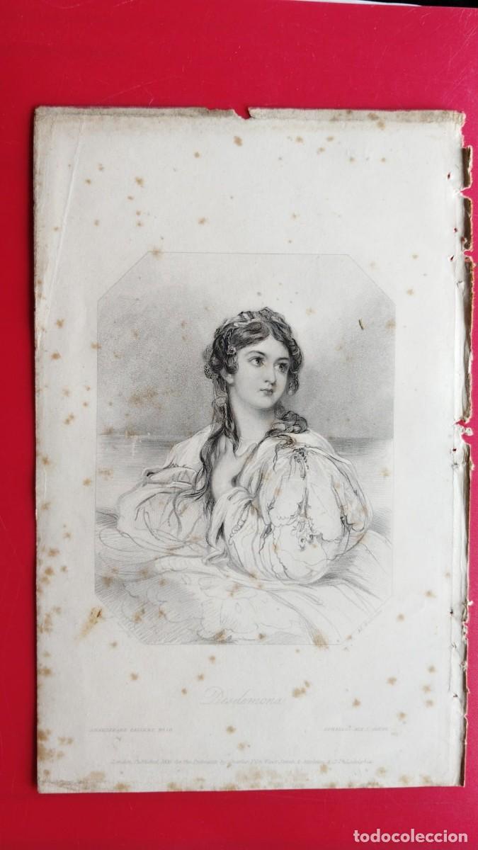 Arte: DESDEMONA.-GRABADO.-GALERIA DE MUJERES.-PRECIOSO GRABADO AL ACERO.-A&Ntilde;O 1839.