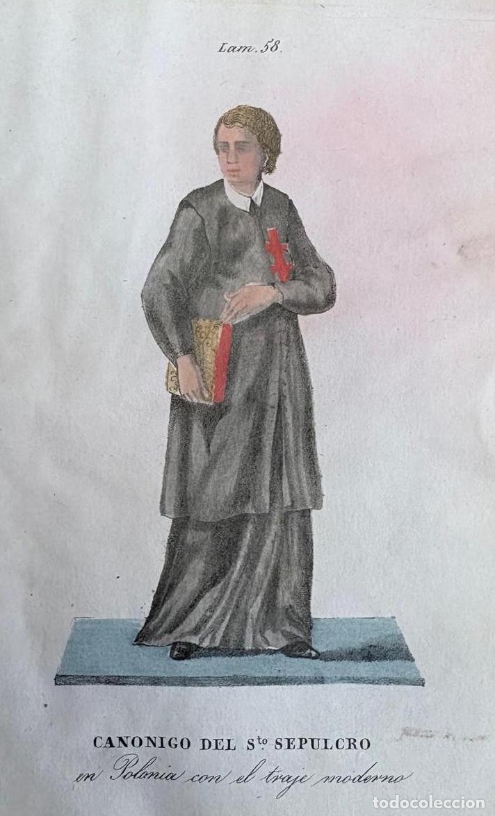 Arte: GRABADO CALCOGR&Aacute;FICO COLOREADO A MANO DEL CAN&Oacute;NIGO DEL SANTO SEPULCRO EN POLONIA, S. XIX