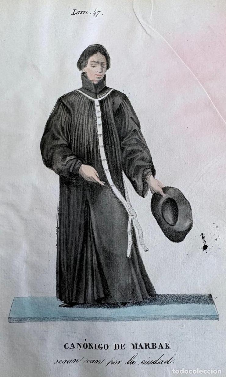 Arte: GRABADO CALCOGR&Aacute;FICO COLOREADO A MANO DE CAN&Oacute;NIGO DE MARBACH, SIGLO XIX