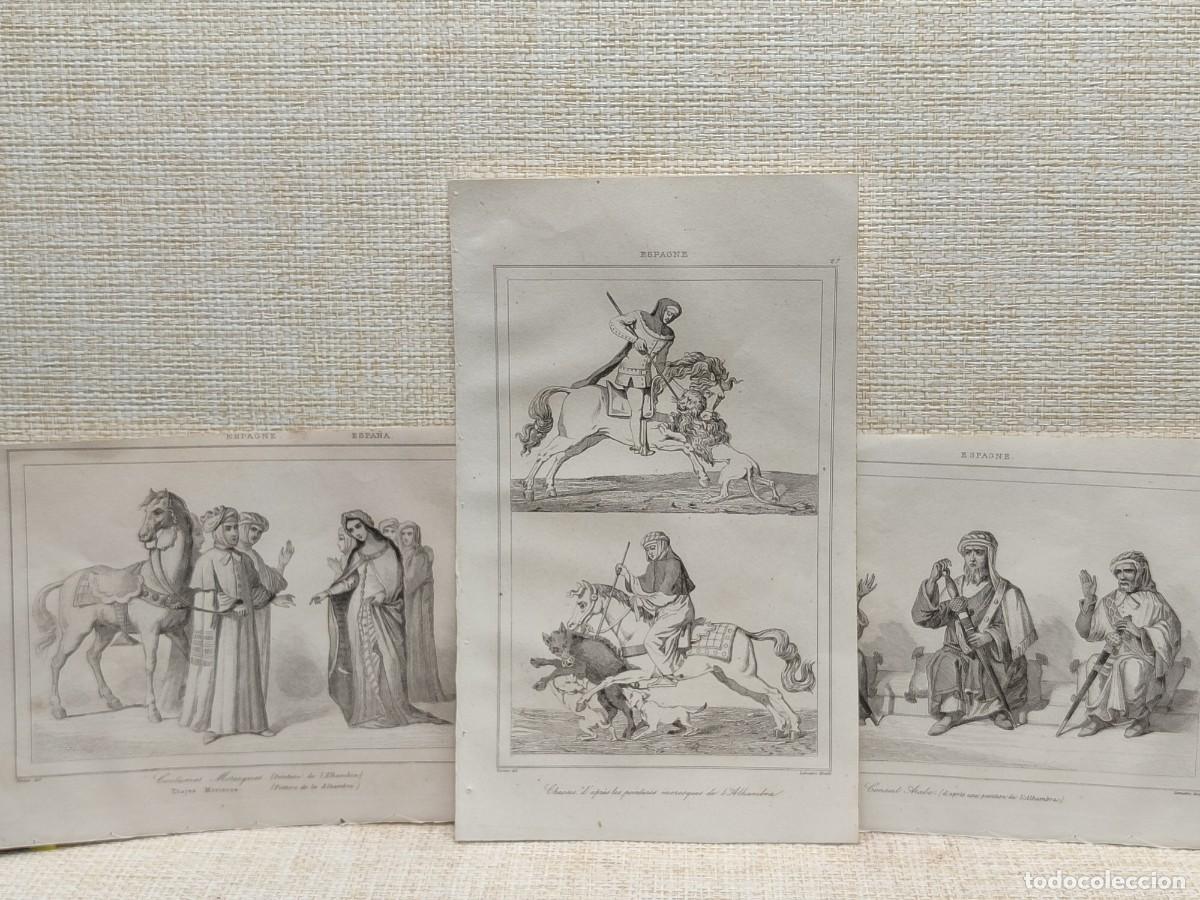 Arte: Grabados de pinturas de la Alhambra de Granada. Lemaitre. L&acute;Univers Pittoresque. Espagne. 1844.