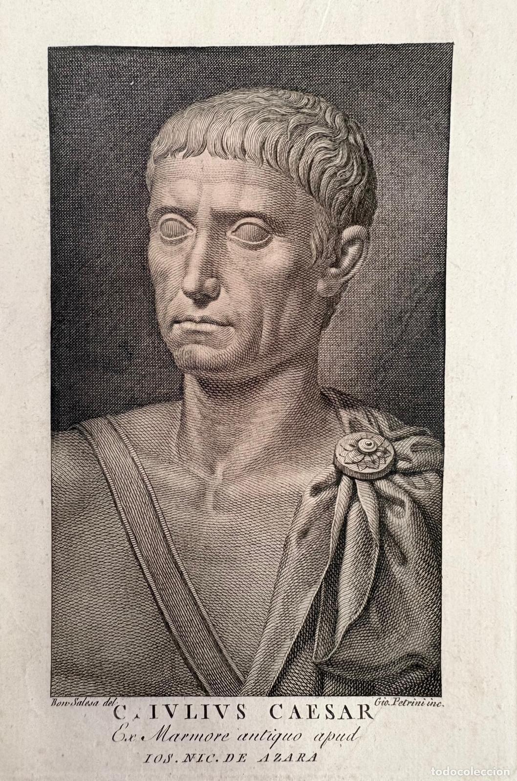Arte: GRABADO CALCOGR&Aacute;FICO DE CAYO JULIO C&Eacute;SAR POR GIOVANNI PETRINI, SIGLO XVIII