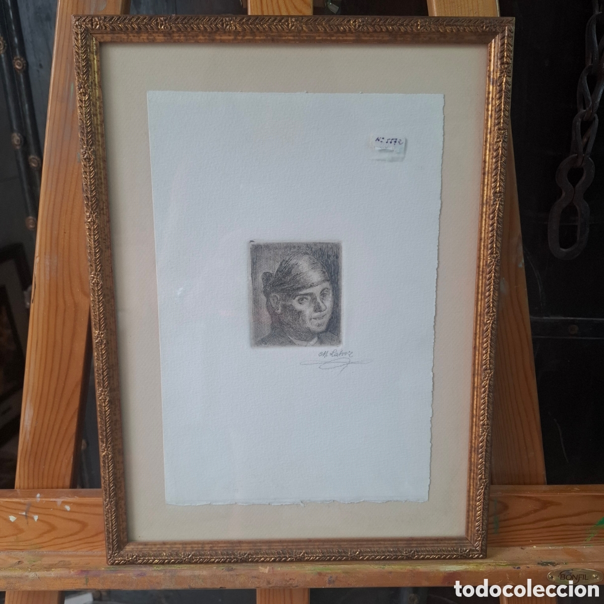 Arte: GRABADO AGUAFUERTE FIRMADO Manuel Lahoz Valle. Medida marco 37x27cms