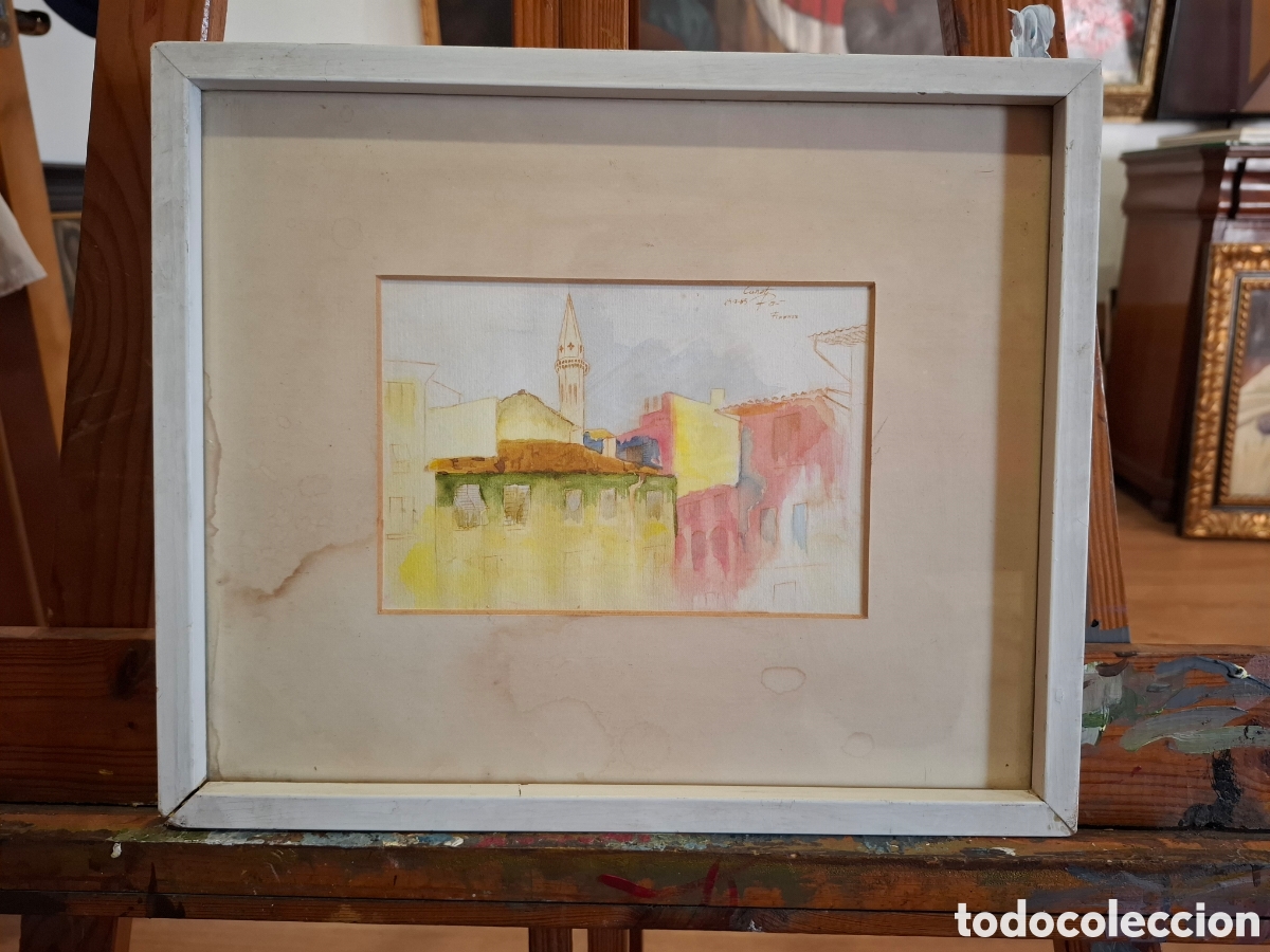 Arte: Acuarela 33x27 fecha a&ntilde;o 85 firmada ca&ntilde;ete