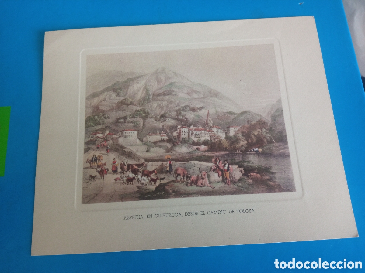 Arte: Antiguo grabado Azpeitia, Desde el Camino de Tolosa