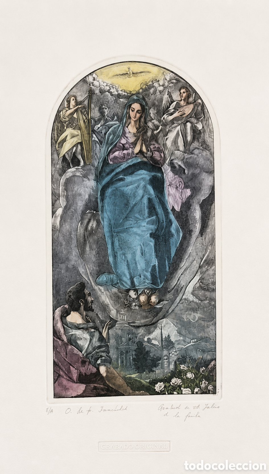 Arte: Grabado Inmaculada Concepci&oacute;n del artista Jorge Perellon