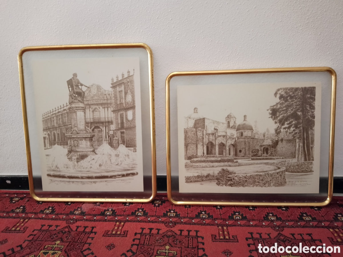 Arte: Lote 2 Grabados / Litograf&iacute;as &rdquo;Rincones Hist&oacute;ricos de M&eacute;xico&rdquo; - ARTURO SIERRA (Enmarcados en juego)