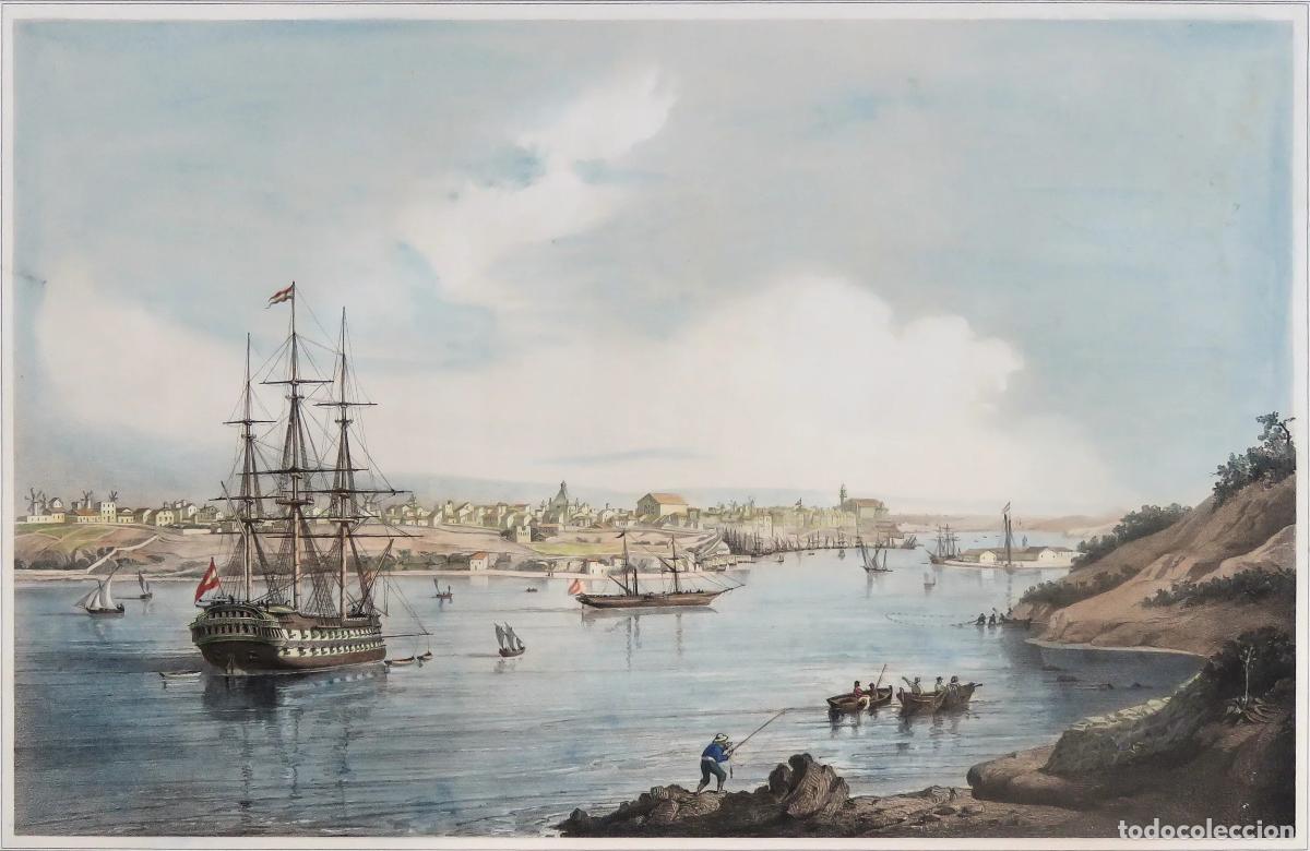 Arte: Vista de una parte del puerto, y ciudad de Mahon - Font / Vallejo