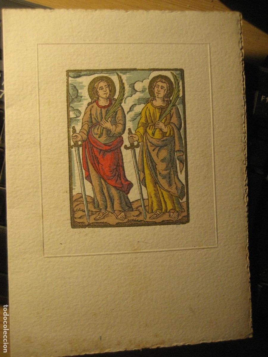 Arte: Tarjeta Encargo de llevar el Pend&oacute;n en procesi&oacute;n de Las Santas de Matar&oacute; 1956 Grabado .