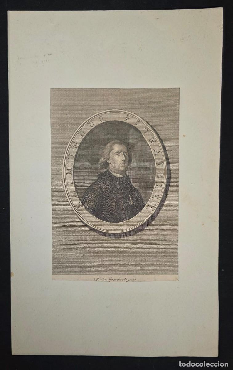 Arte: Grabado Antiguo Original de Raimundo Pignatelli &ndash; Mateo Gonz&aacute;lez lo grab&oacute; &ndash; Retrato Hist&oacute;rico