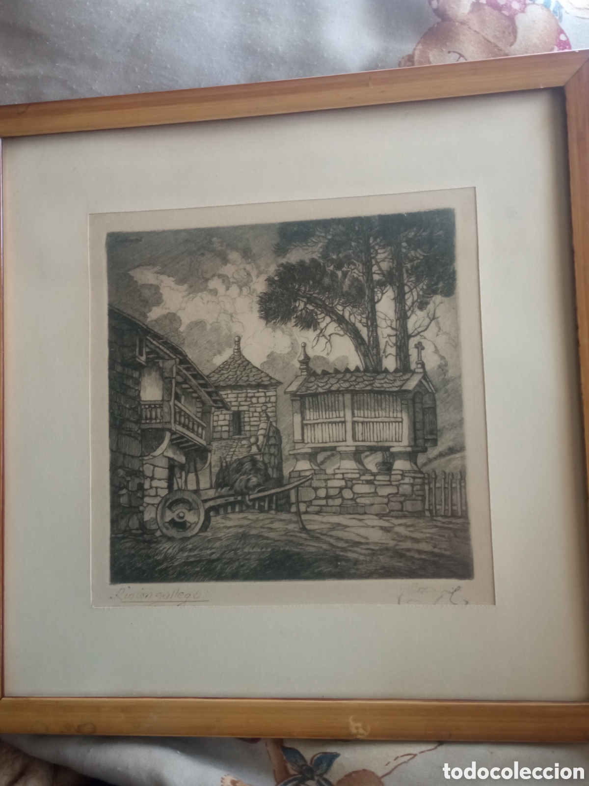 Arte: Rinc&oacute;n Gallego, Antiguo Grabado de Manuel Castro Gil, mide enmarcado 27,5x27cm