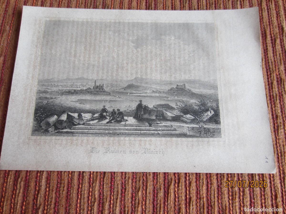 Arte: 1860- GRABADO ORIGINAL DE N&Iacute;NIVE. MOSUL. IRAK