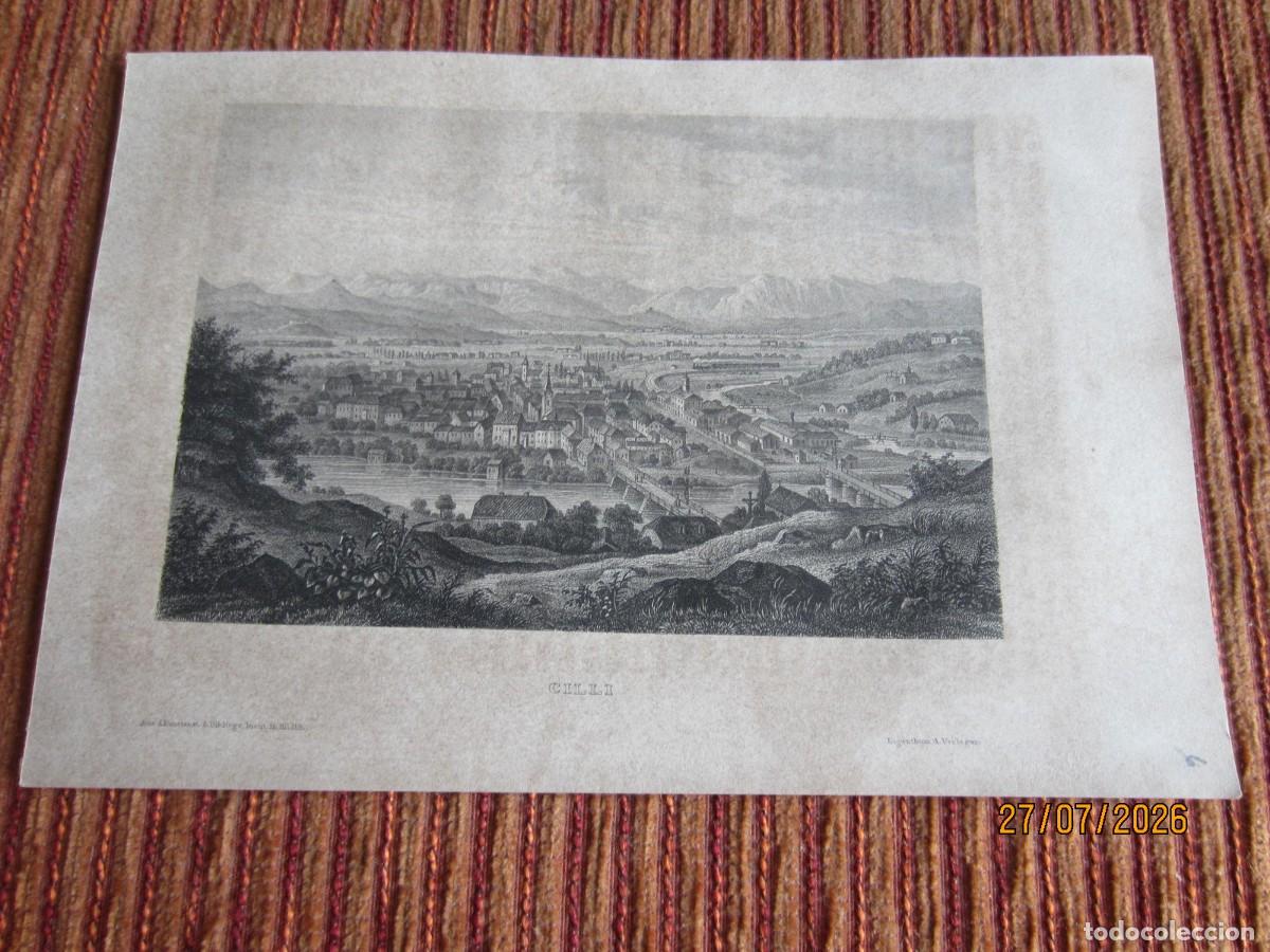 Arte: 1860- GRABADO ORIGINAL DE CILLI. CELJE. ESLOVENIA