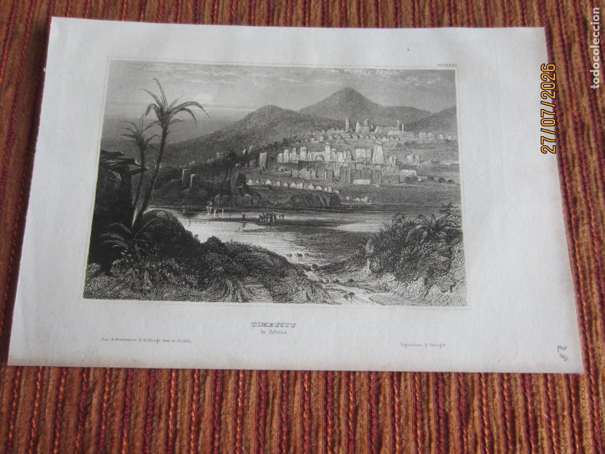 Arte: 1860- GRABADO ORIGINAL DE TOMBUCT&Uacute;. MAL&Iacute;