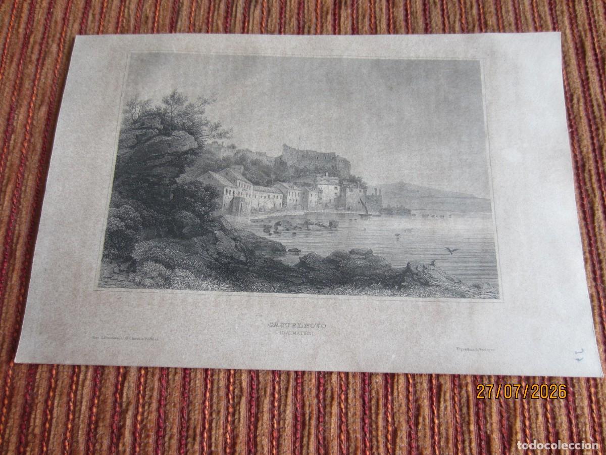 Arte: 1860- GRABADO ORIGINAL DE CASTELNOVO. DALMACIA. CROACIA