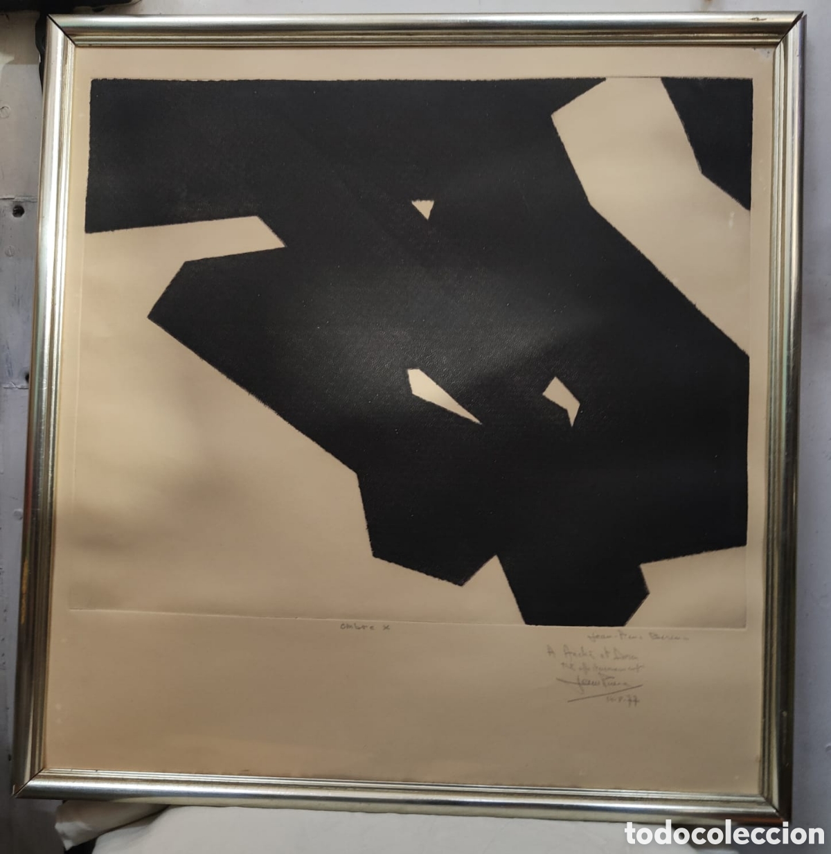 Arte: grabado abstracto &rdquo;Ombre X&rdquo; 1977 Jean Pierre bėriac