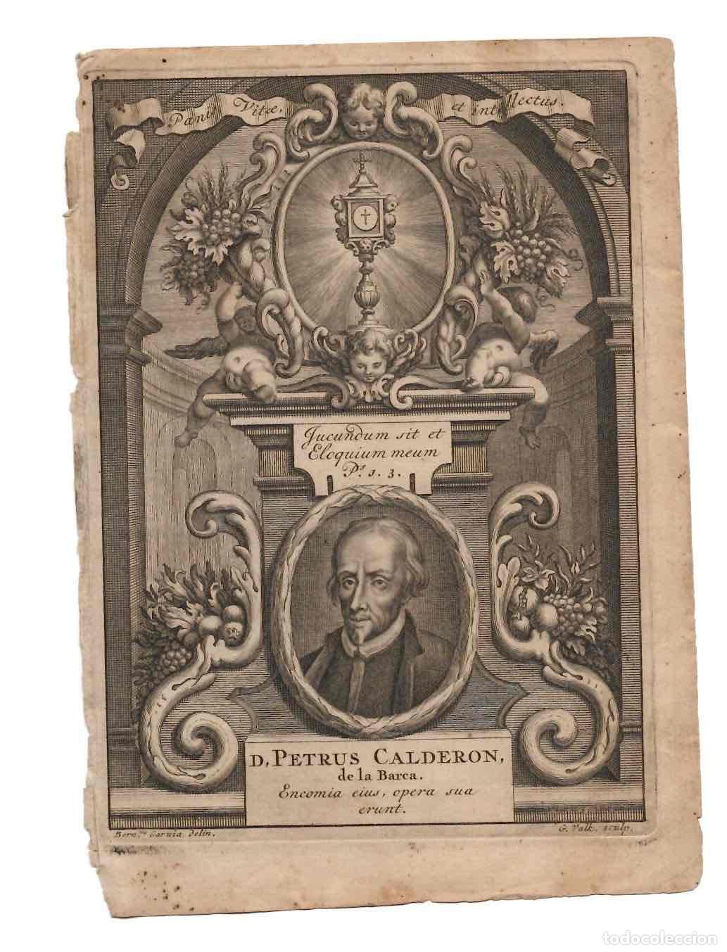 Arte: GRABADO CALCOGRAFICO PEDRO CALDERON DE LA BARCA. SIGLO XVIII