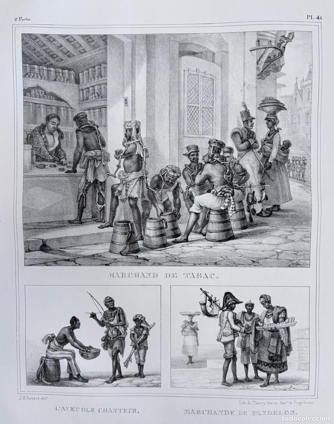 Arte: GRABADO &rdquo;MARCHANT DE TABAC&rdquo; DEL VOYAGE PITTORESQUE AU BR&Eacute;SIL DE J. B. DEBRET, S. XIX