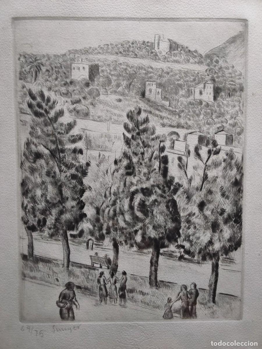 Arte: JOAQUIM SUNYER. PUNTA SECA. VALLCARCA. 1955. FIRMADO A L&Aacute;PIZ. NUMERADO 69/75.