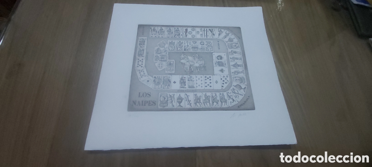 Arte: GRABADO HOMENAJE A LOS NAIPES. TIRADA LIMITADA, NUMERADA, FIRMADO A LAPICERO JORGE PERELLON