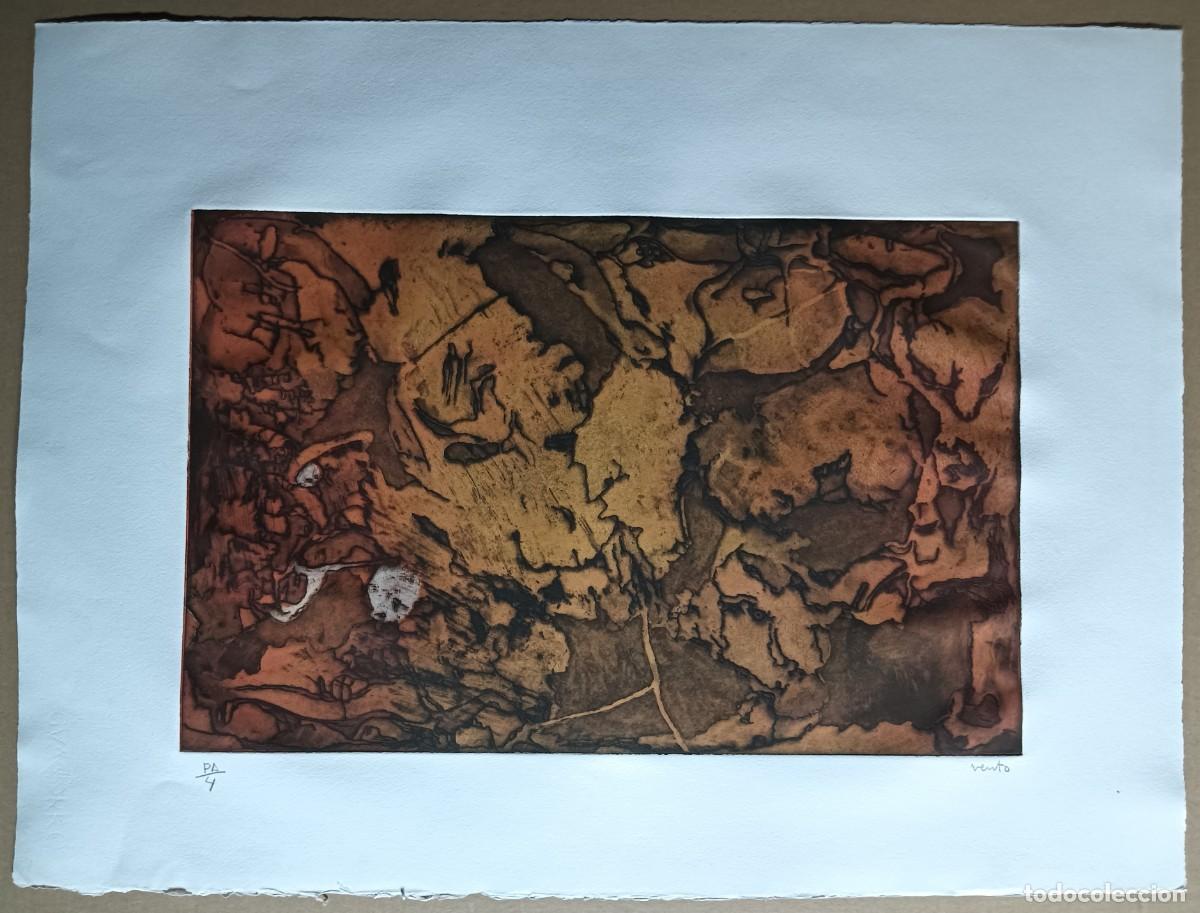 Arte: Jos&eacute; Vento (Valencia 1925-2005) Hojarasca grabado 32x50 papel 52x69cms firma l&aacute;piz y num PA 4