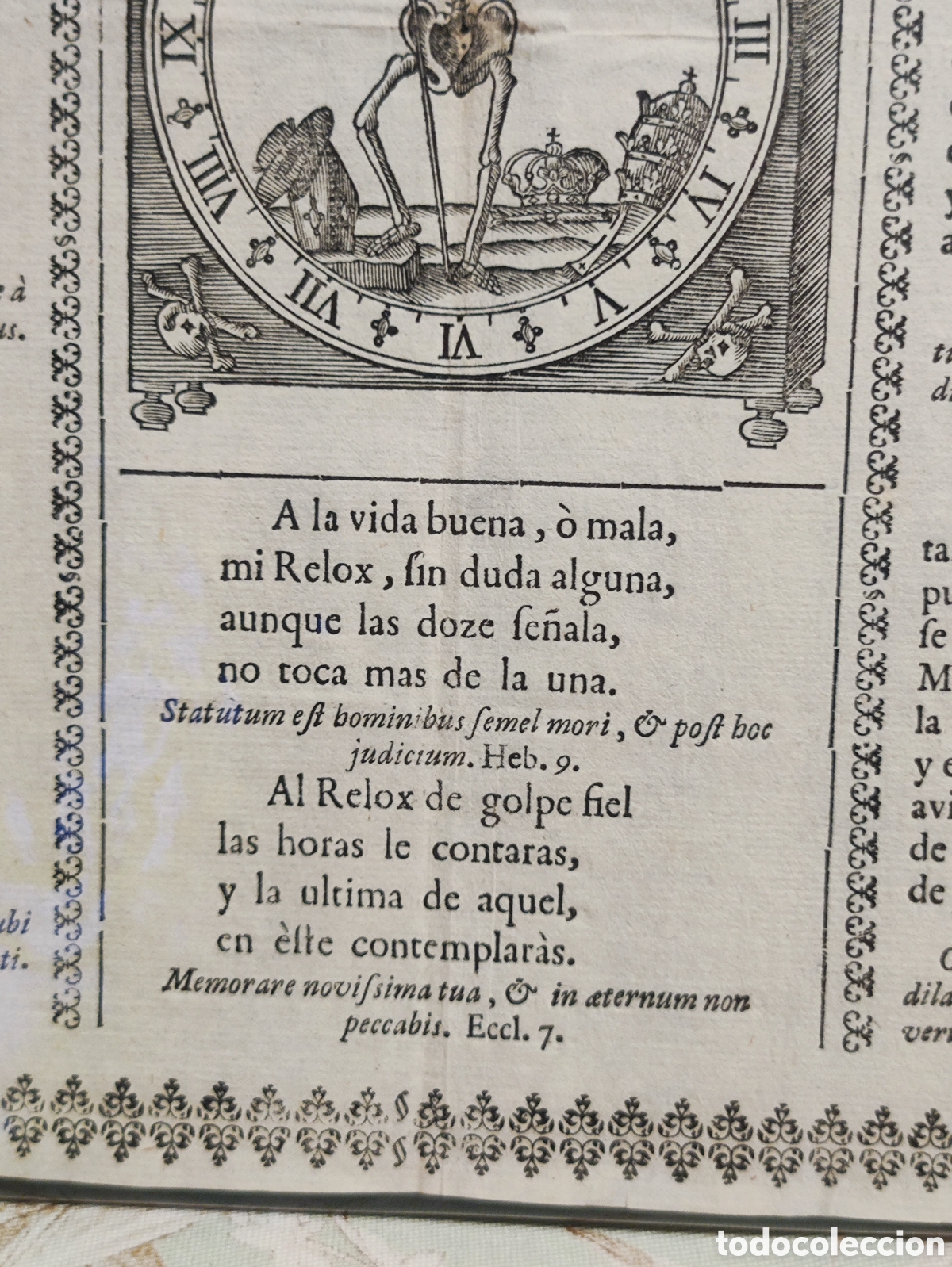 Arte: GRABADO &rdquo;RELOX DE LA MUERTE&rdquo; Siglo XVIII - Foto 4