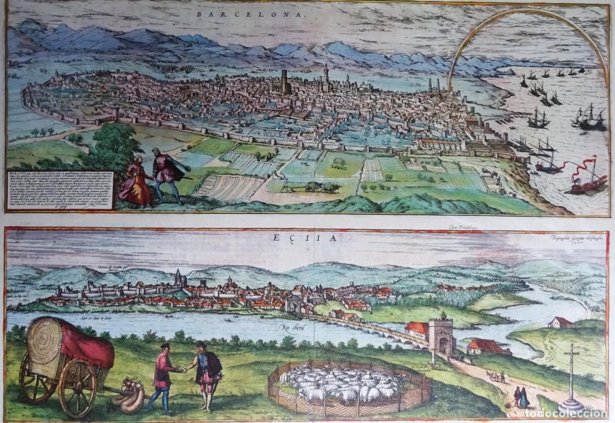 Arte: Barcelona, Ecija, vista en marco, Braun & Hogenberg, Barcelona / E&ccedil;iia