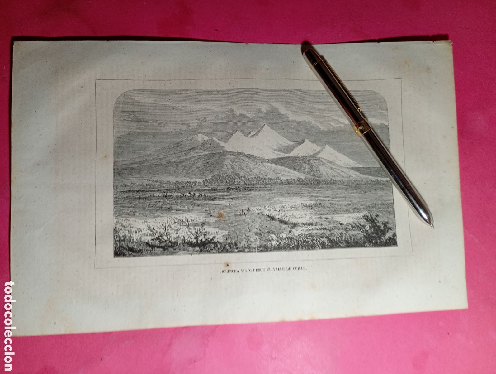 Arte: . VINTAGE GRABADOPICHINCHA VISTO DESDE VALLE DE CHILLO (ECUADOR)