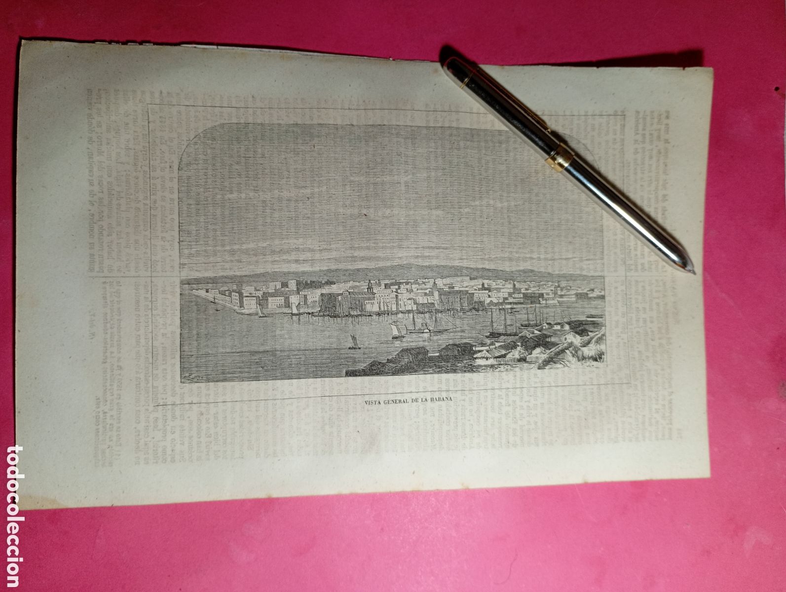 Arte: ANTIGUO GRABADO VISTA GENERAL DE LA HABANA( CUBA)