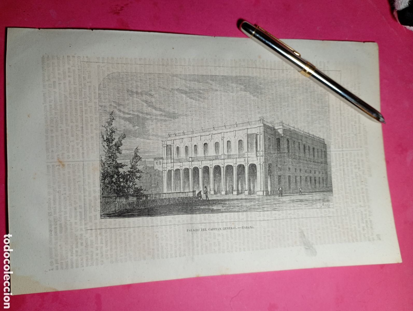 Arte: ANTIGUO GRABADO PALACIO DEL CAPIT&Aacute;N GENERAL LA HABANA (CUBA)