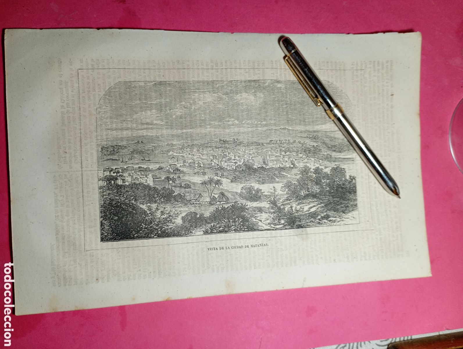 Arte: ANTIGUO GRABADO VISTA DE LA CIUDAD DE HAZA&Ntilde;AS (ECUADOR)