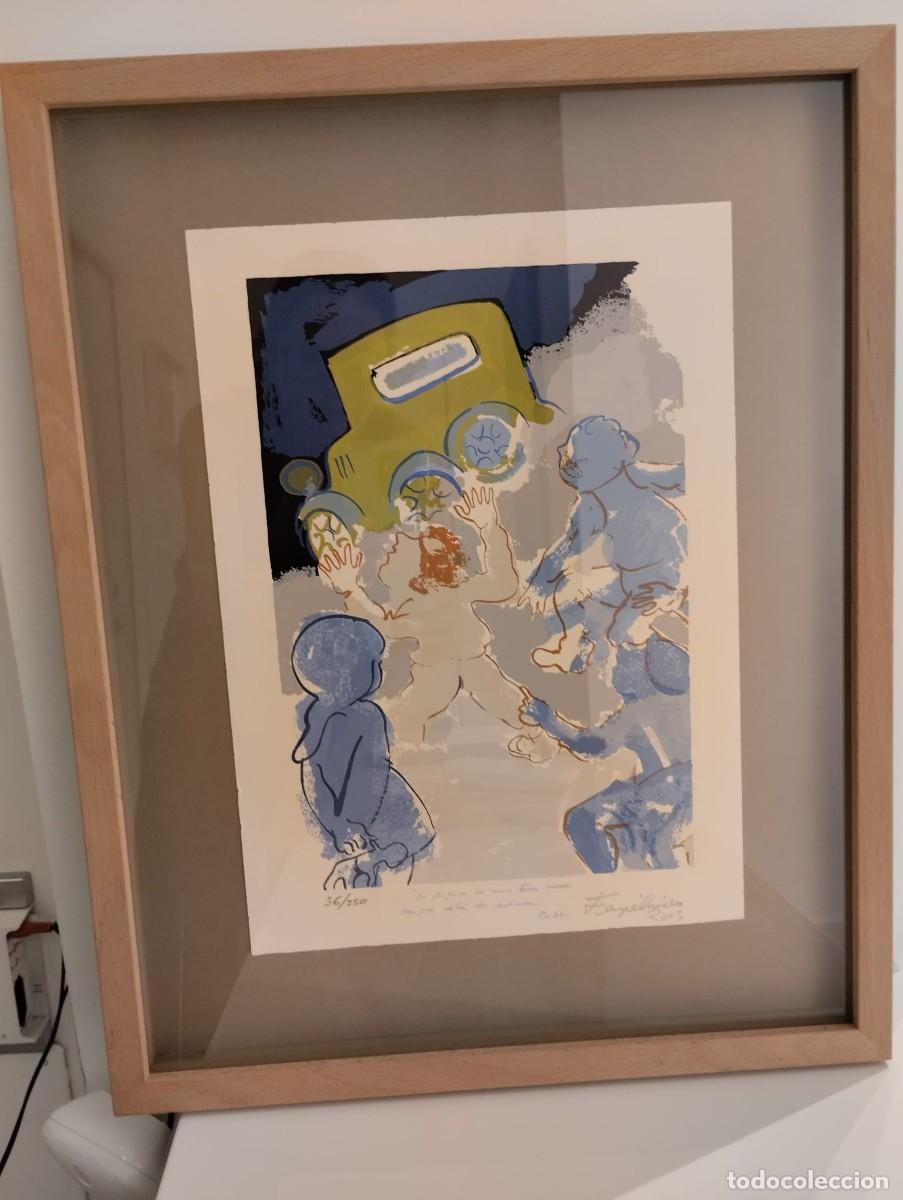 Arte: Serigraf&iacute;a de Felipe Criado, enmarcada, homenaje a Castelao lee descripci&oacute;n Sempre en Galicia