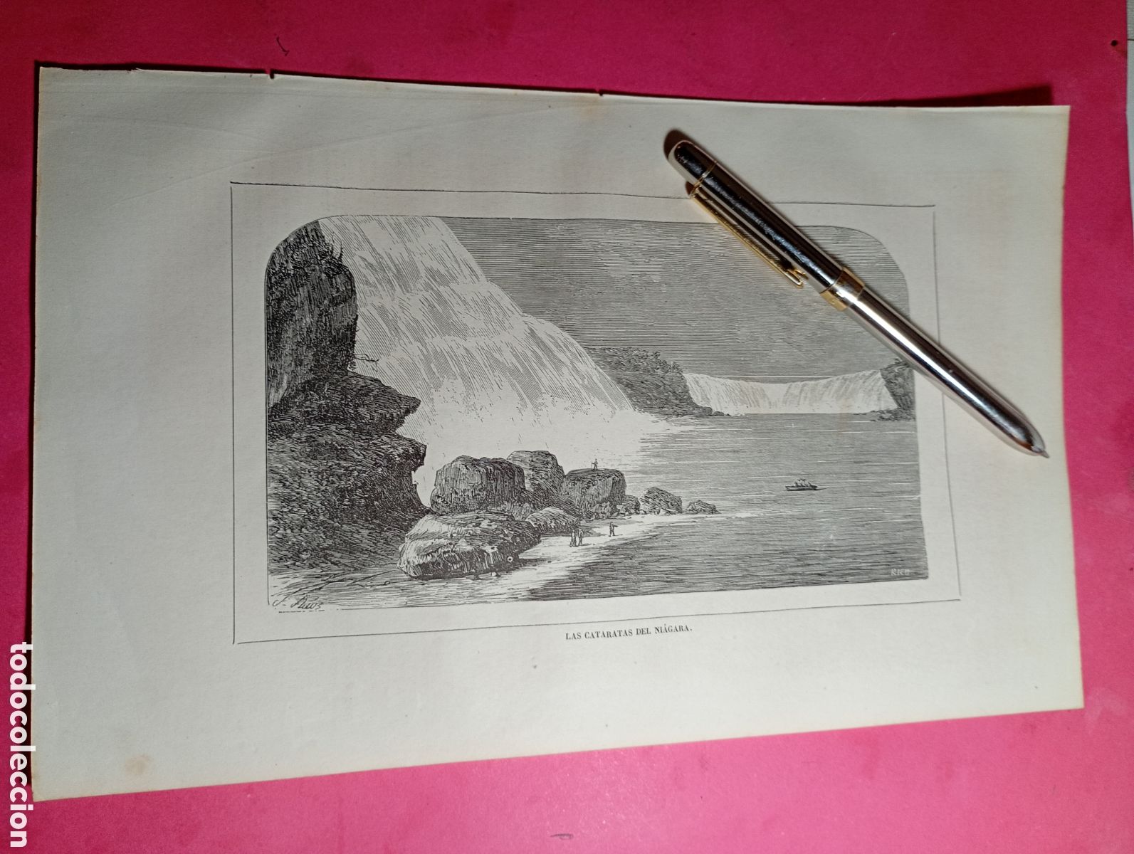 Arte: ANTIGUO GRABADO B/N LAS CATARATAS DEL NIAGAEA