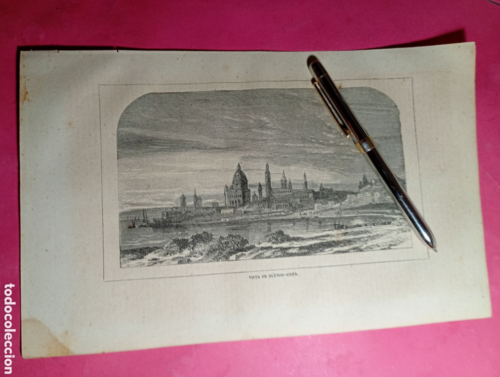 Arte: ANTIGUO GRABADO B/N VISTA DE BUENOS AIRES ARGENTINA
